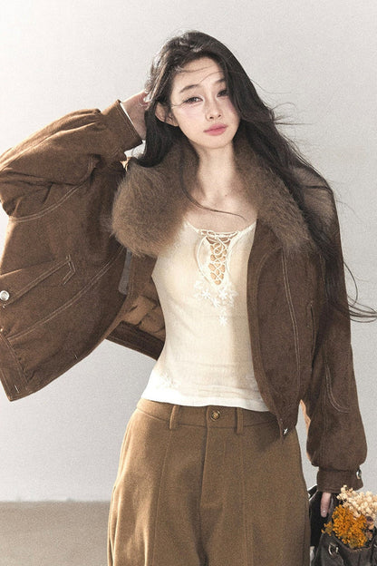 Real Fox Fur Goose Down Parka Jacket