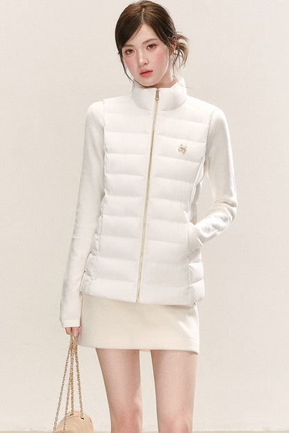 White Duck Down Long Sleeve Gilet Jacket