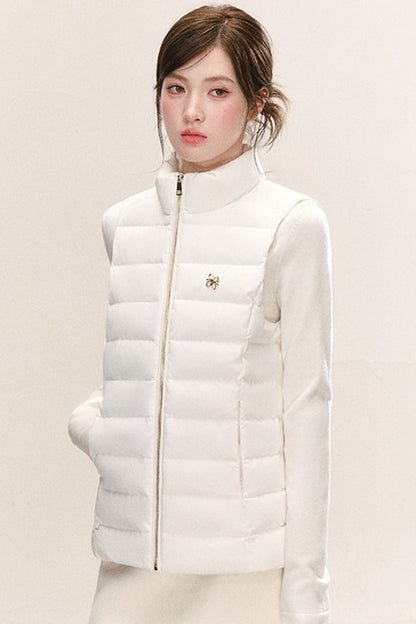 White Duck Down Long Sleeve Gilet Jacket