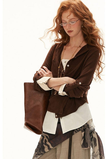 Button-Up Waist-Slimming Shirt Top
