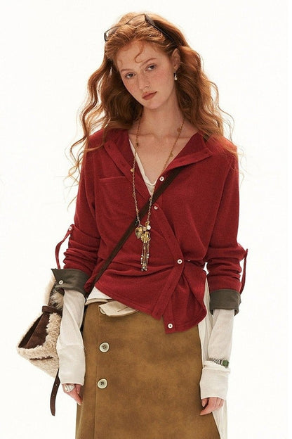 Button-Up Waist-Slimming Shirt Top