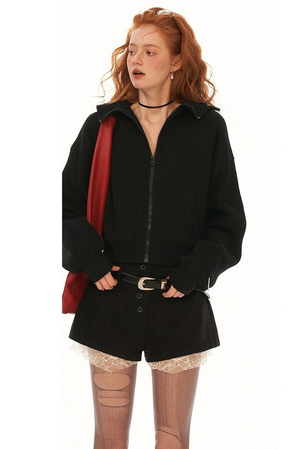 Structured Zip Knitted Jacket