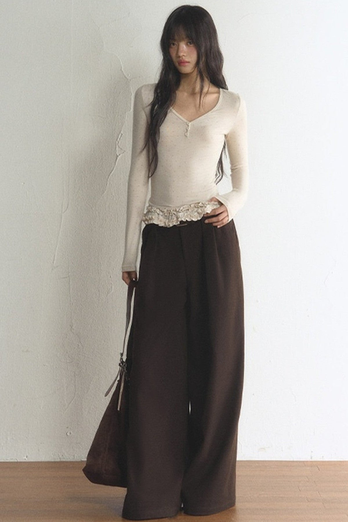 Polka Dot Long-Sleeve Top and Pants Set-Up