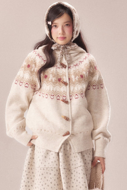 Fair Isle Toggle Knit Cardigan