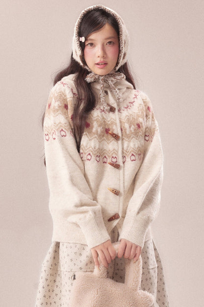 Fair Isle Toggle Knit Cardigan