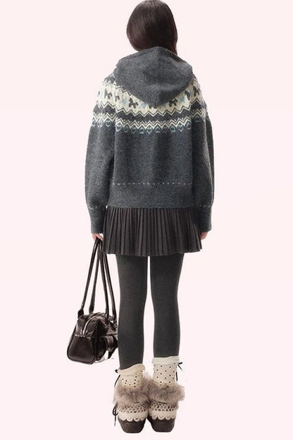 Fair Isle Toggle Knit Cardigan