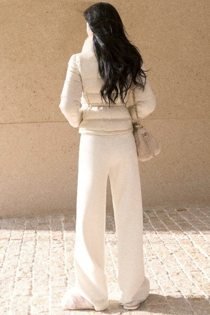 Detachable Fur Collar White Duck Down Jacket