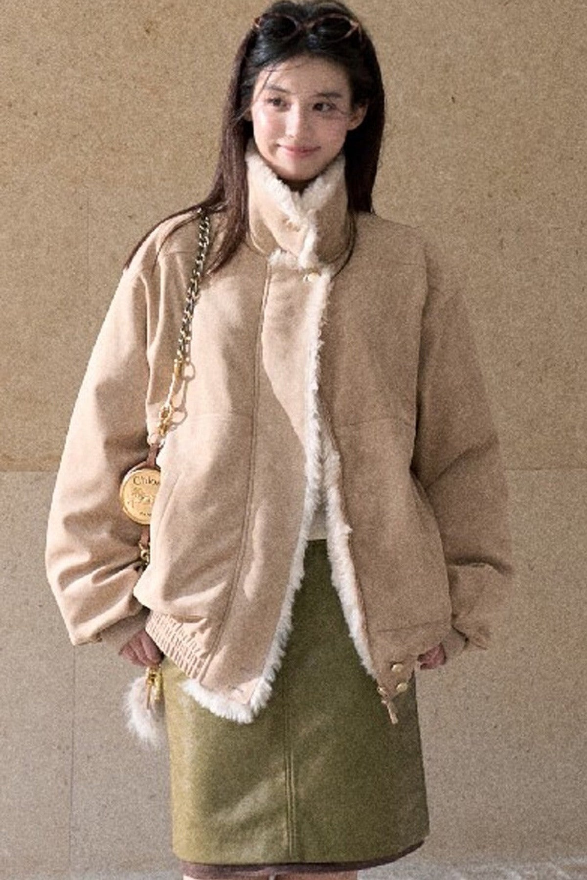 Matte Suede 95% White Duck Down Jacket