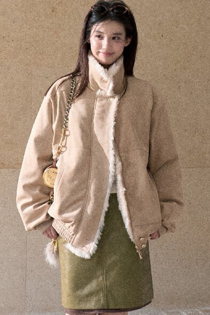 Matte Suede 95% White Duck Down Jacket