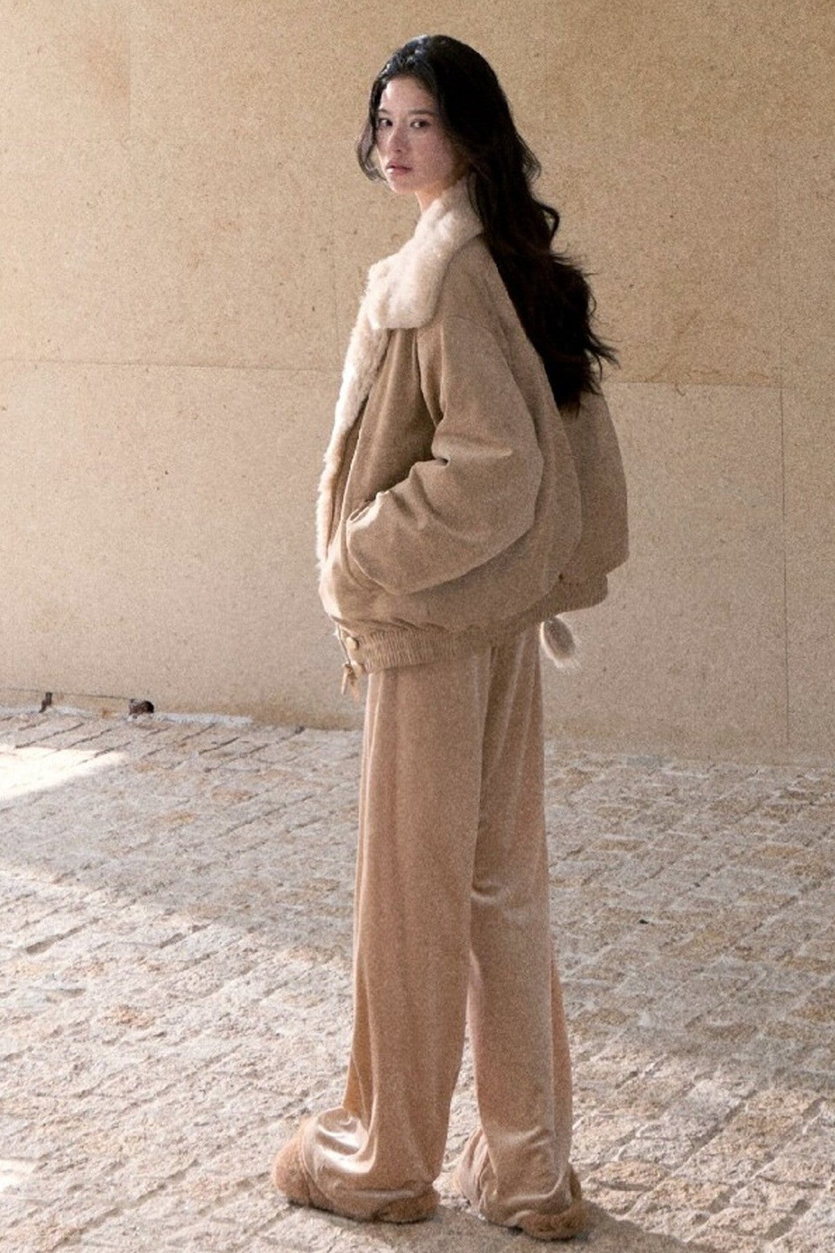 Matte Suede 95% White Duck Down Jacket