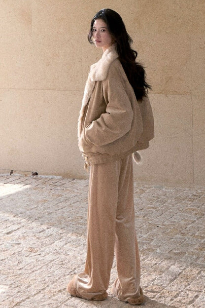 Matte Suede 95% White Duck Down Jacket