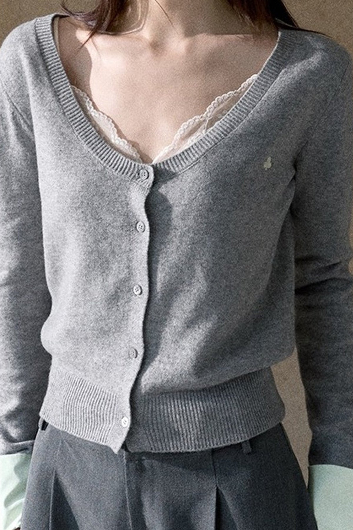 Large U-Neck Knit Cardigan