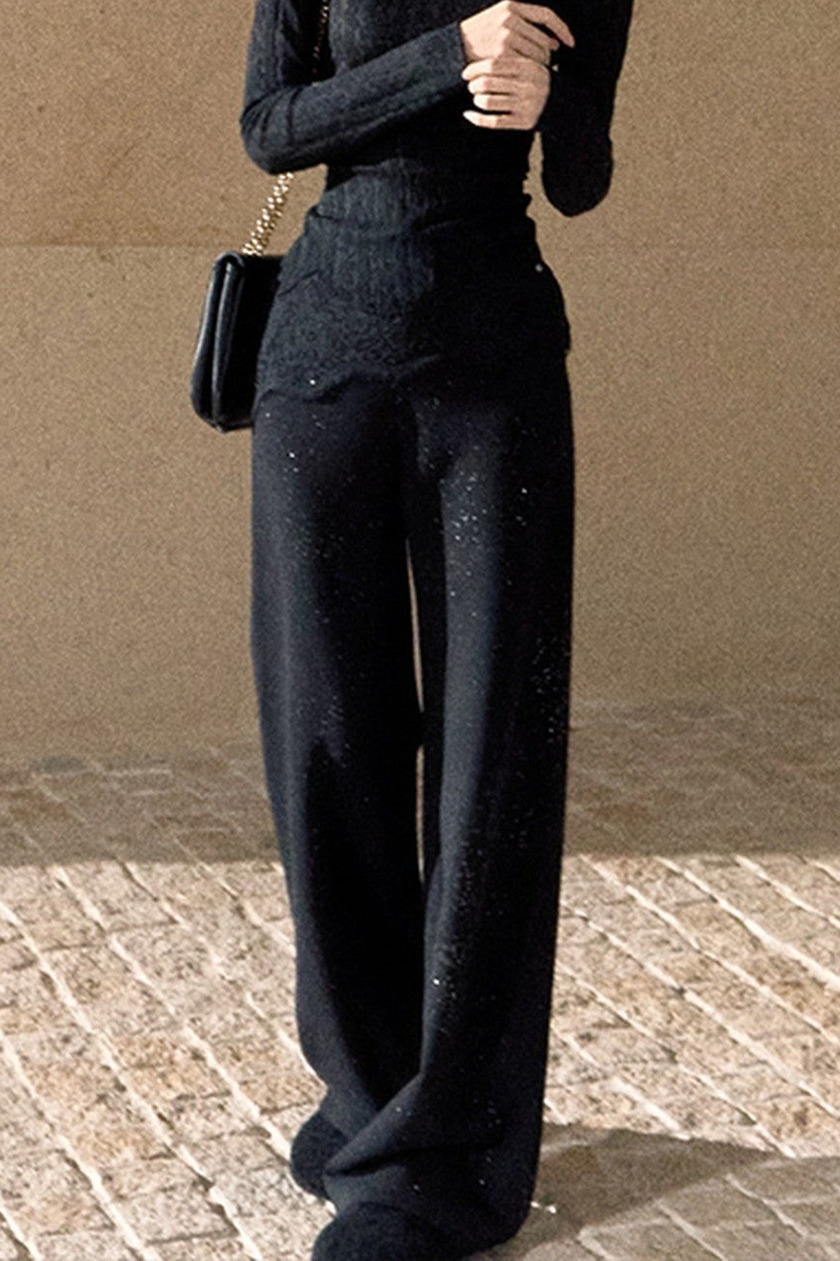 Silver Sprinkle Drawstring Waist Flared Pants