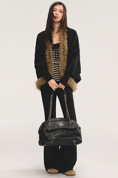 Striped Tube Top and Knit Cardigan Set