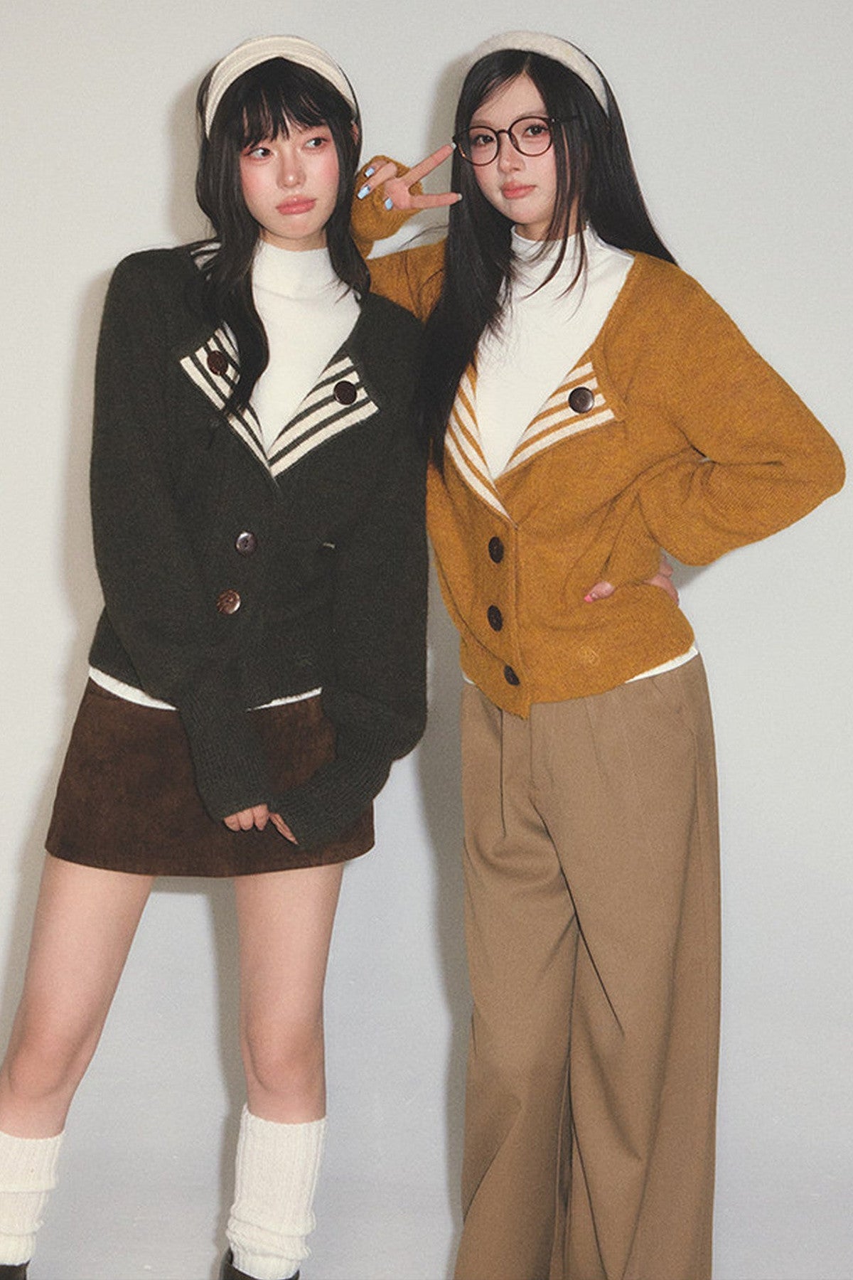 Striped Color-Block Knit Cardigan