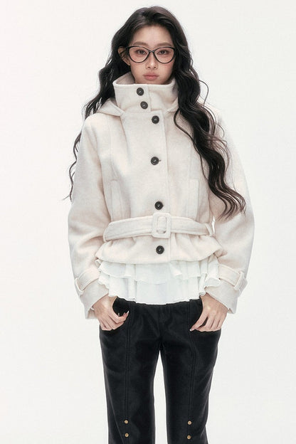 Quilted Woolen Hooded Jacket