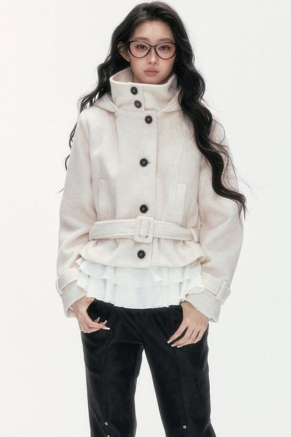 Quilted Woolen Hooded Jacket