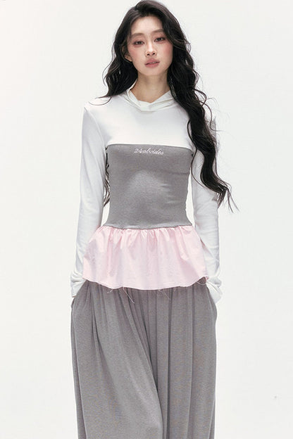 Tencel Wool Layered-Look Top and Lantern Pants Set-Up