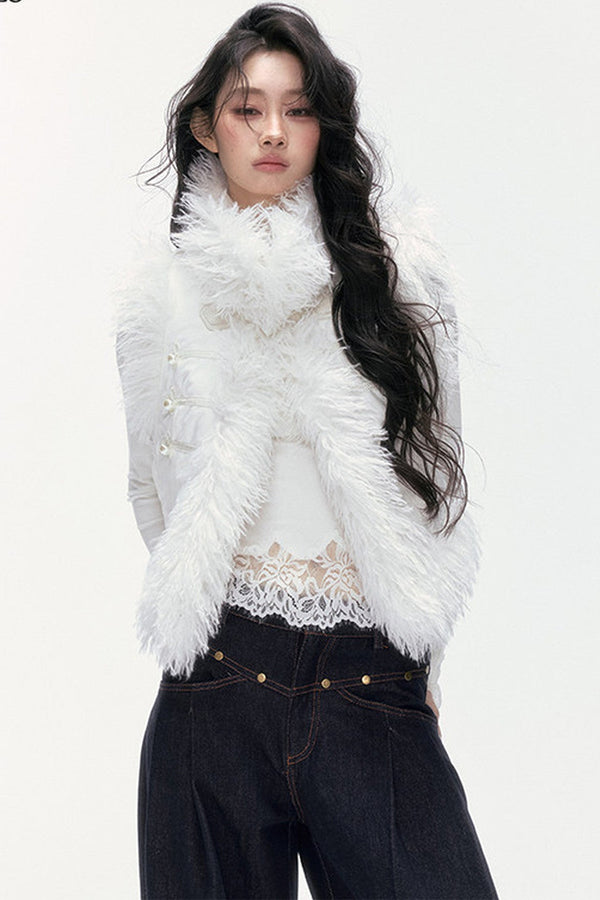 Pearl Wool Suede Vest and Pants Set-Up