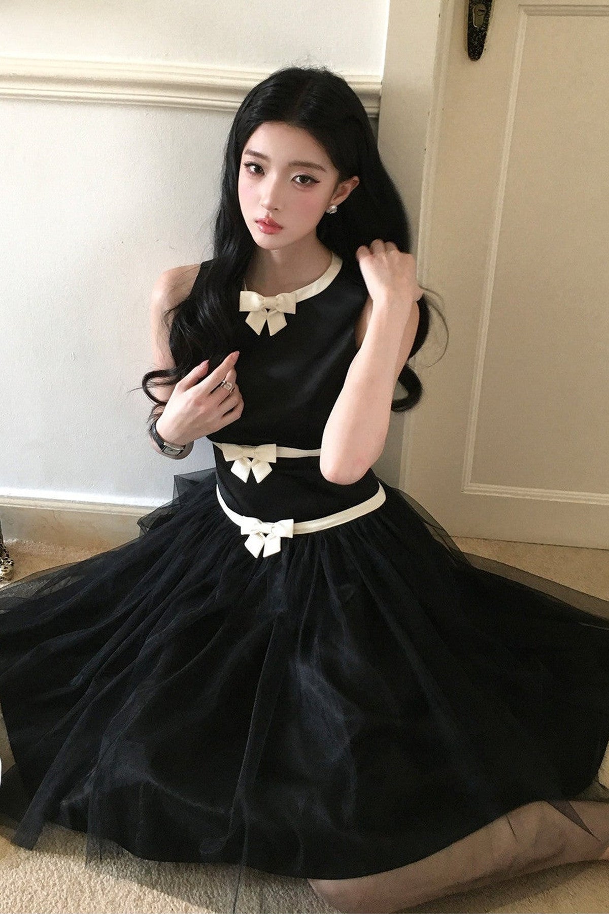 Sleeveless Bow A-Line Dress
