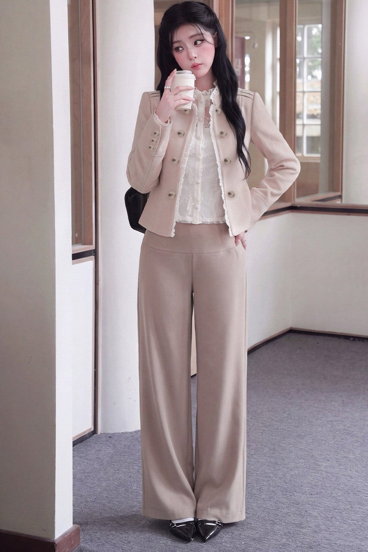High-Waisted Wide-Leg Trousers