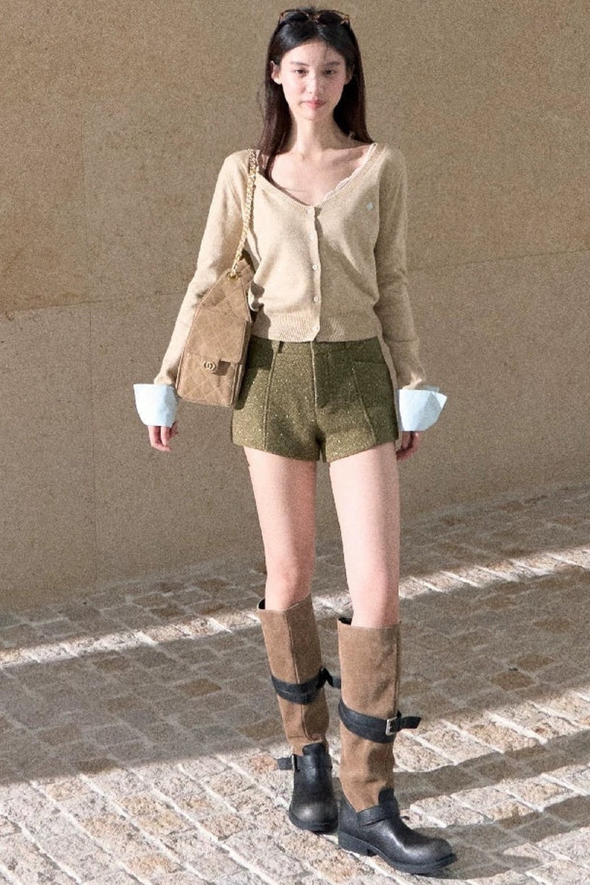 Large U-Neck Knit Cardigan