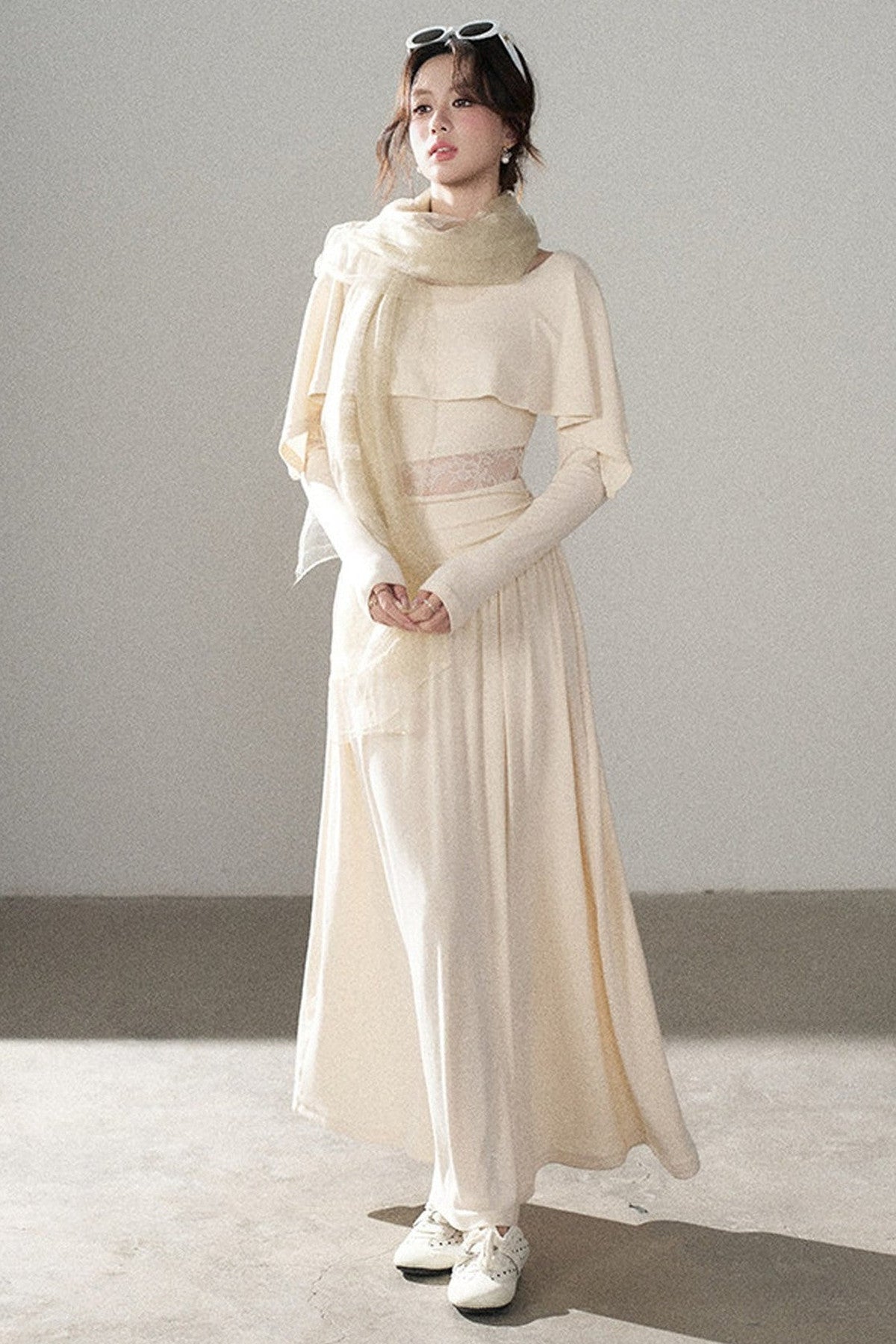 Long-Sleeved Lace Patchwork Dress