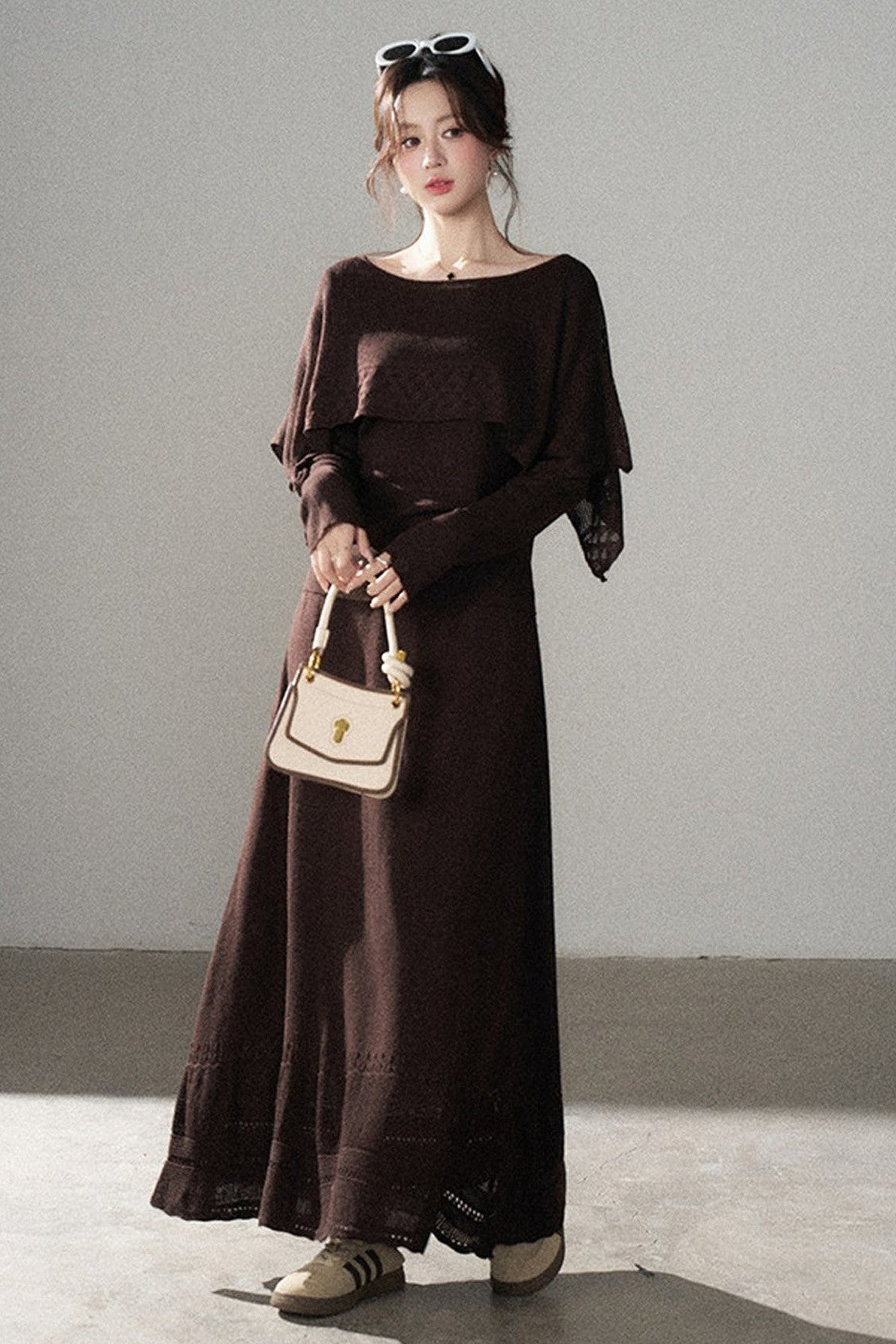 Long-Sleeve Knit Top and Skirt Set