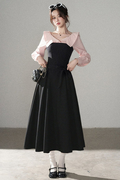 Black Flared Shirt Dress