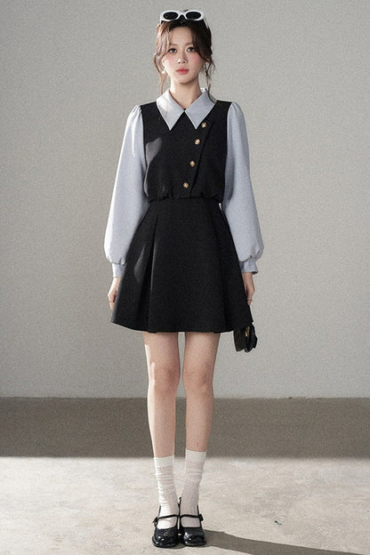 Berkeley Style Contrasting Sleeve Short Dress