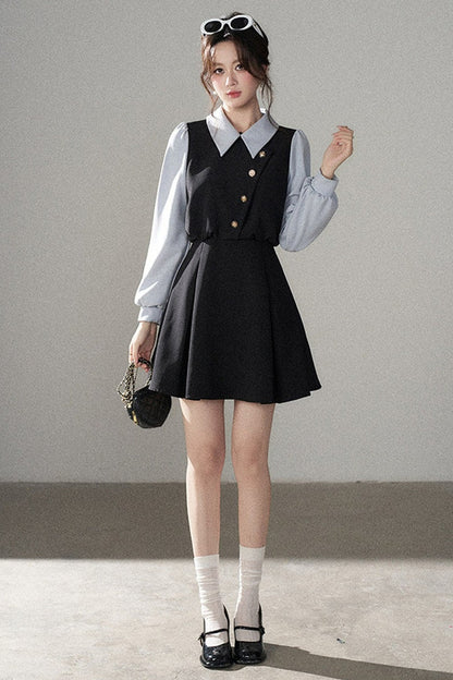 Berkeley Style Contrasting Sleeve Short Dress