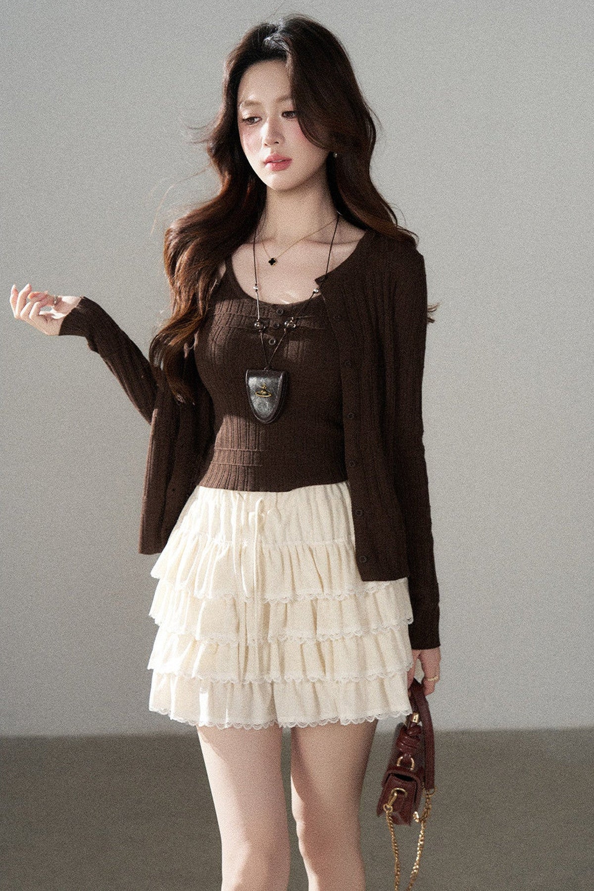 Sophisticated Knitted Cardigan Two-Piece Set
