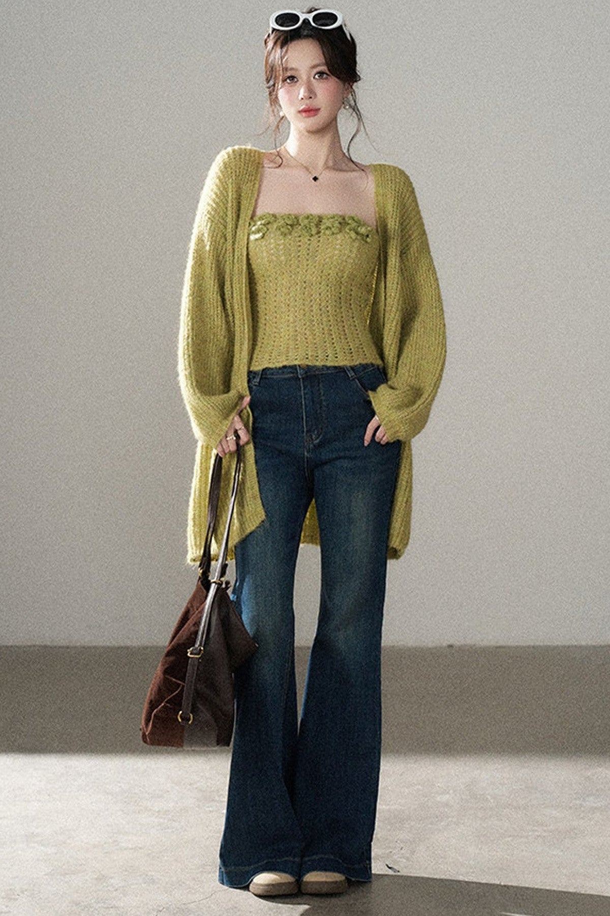 3D Flower Tube Top and Cardigan Set
