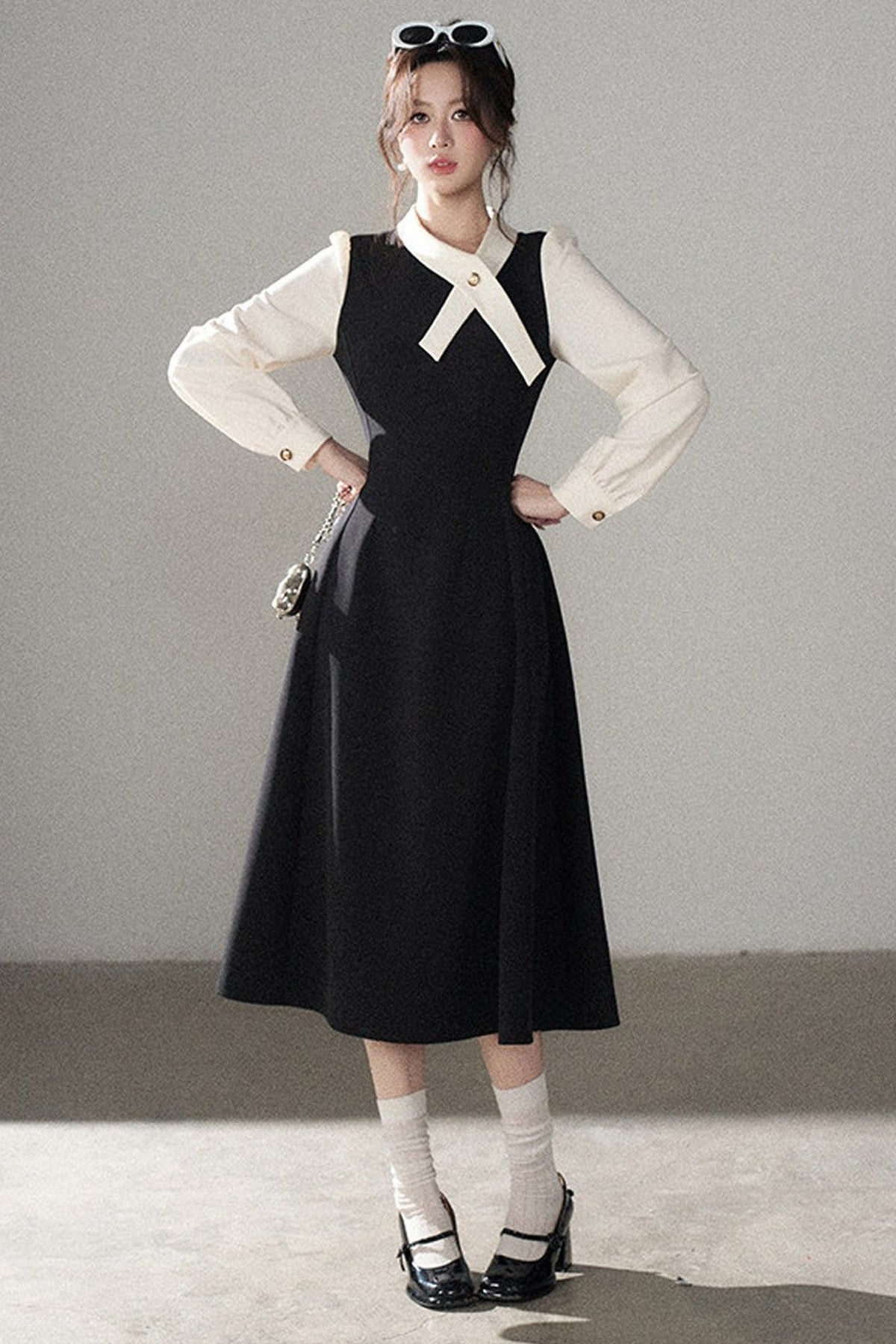 Contrasting Color Long Dress