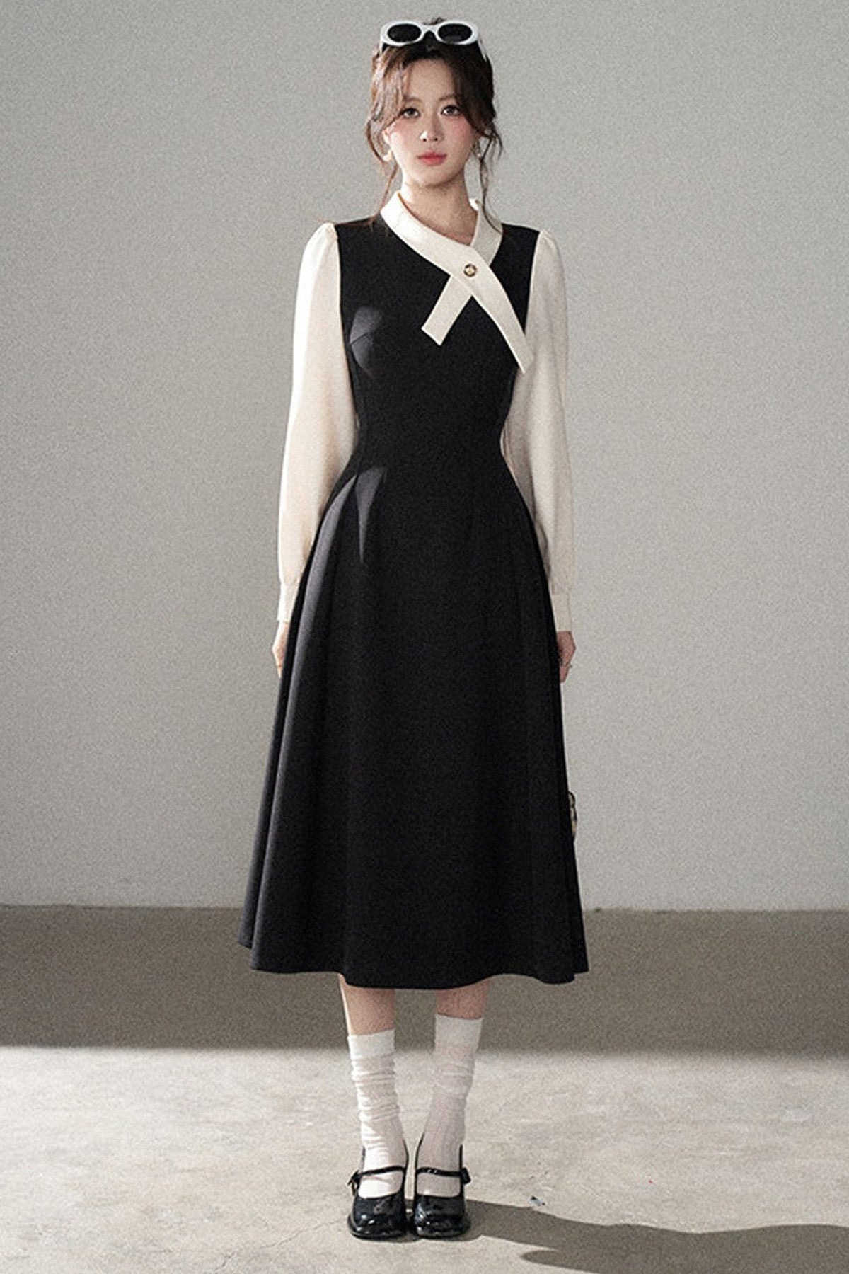 Contrasting Color Long Dress
