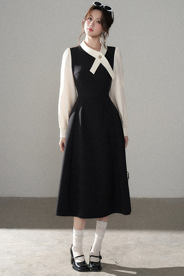 Contrasting Color Long Dress