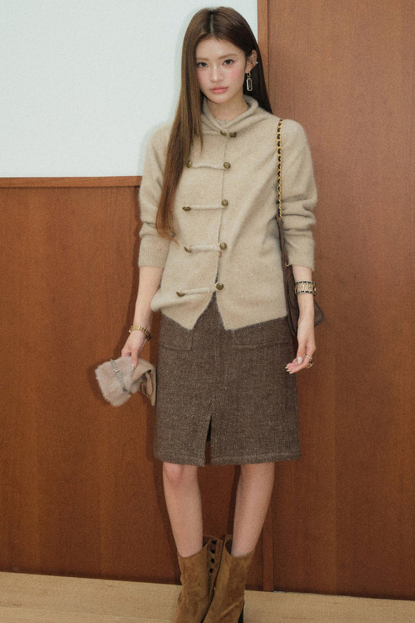 Button Cardigan and Skirt Set-Up