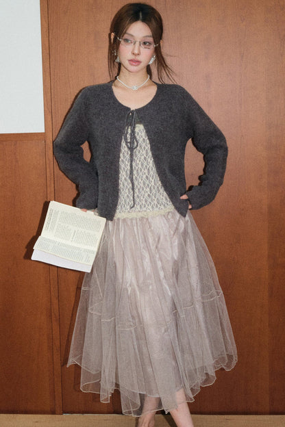 Lace Cardigan and Skirt Set-Up