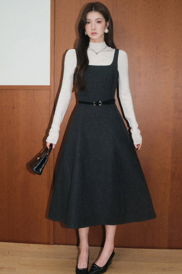 Gray Wool Dress and Small Jacket Set-Up