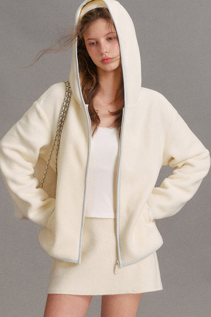 Color-Blocked Loose Hooded Jacket