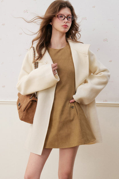 Sleeveless Round Neck Suede A-Line Umbrella Dress