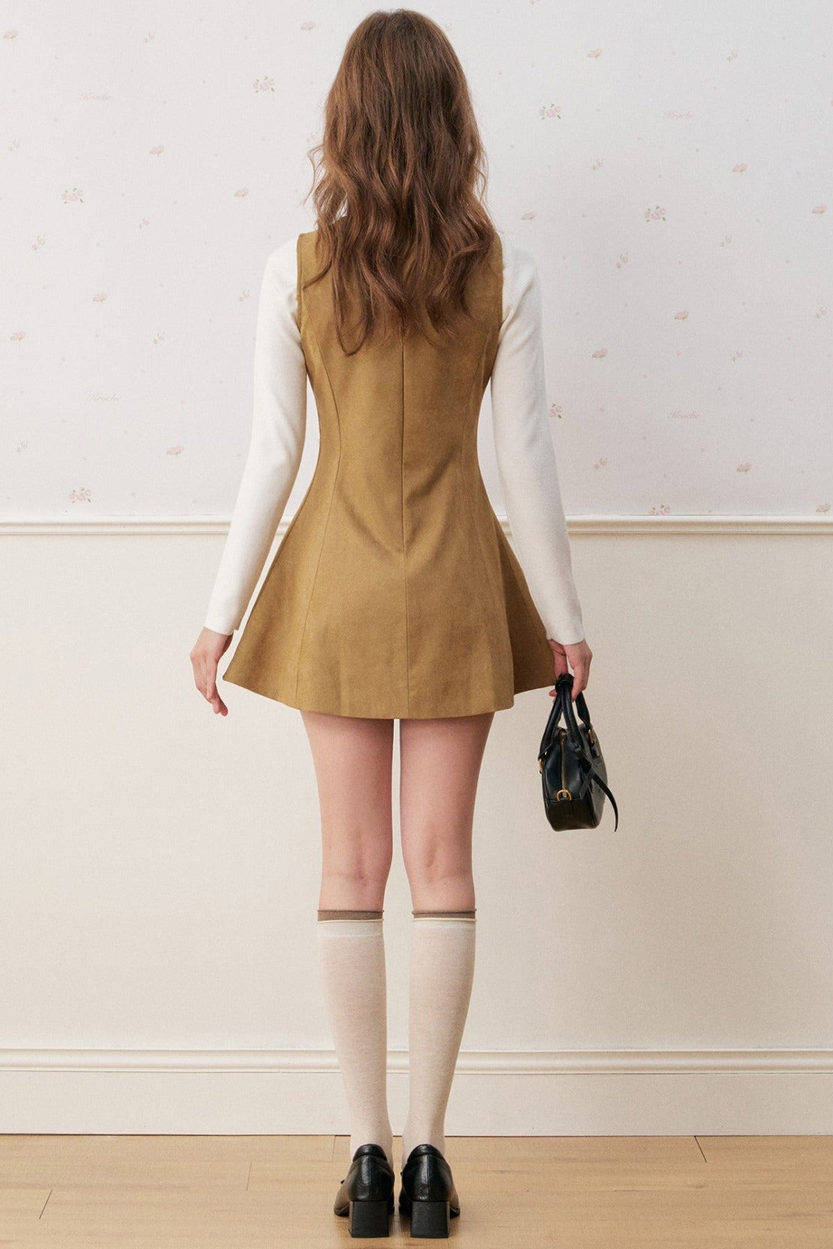 Sleeveless Round Neck Suede A-Line Umbrella Dress