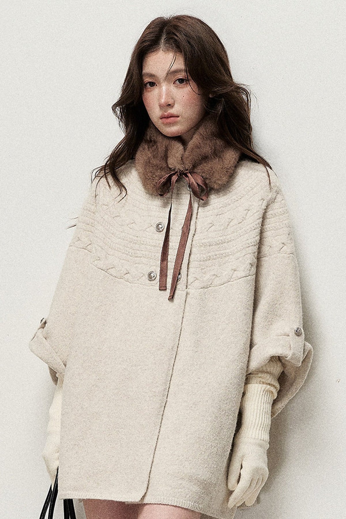 Double-Breasted Cape Design Cardigan