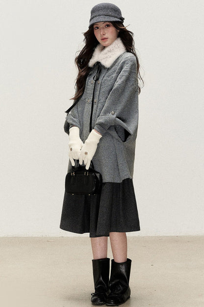 Double-Breasted Cape Design Cardigan