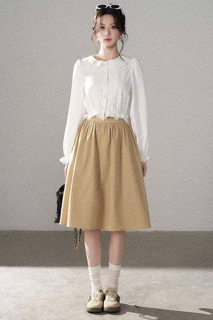 Collar Lantern Sleeve Blouse