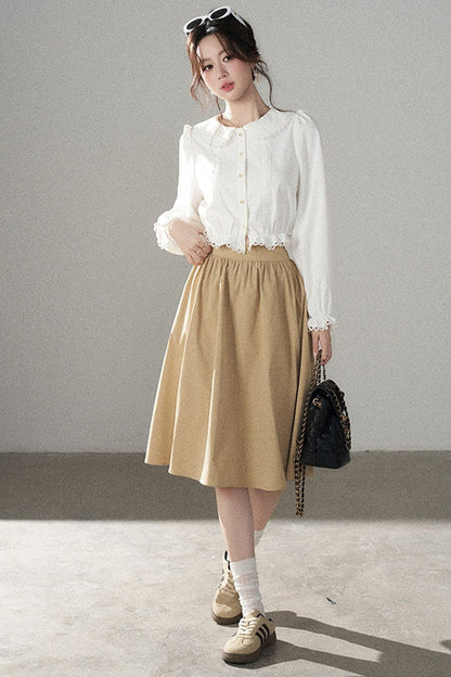 Collar Lantern Sleeve Blouse