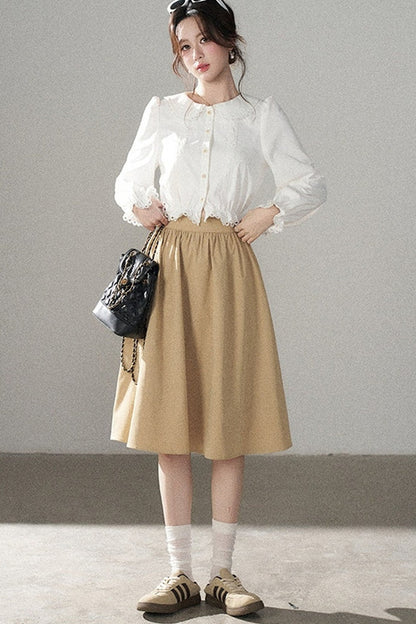 Collar Lantern Sleeve Blouse