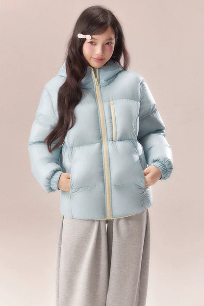 Sea Salt Milk Blue Mid-Length Down Jacket
