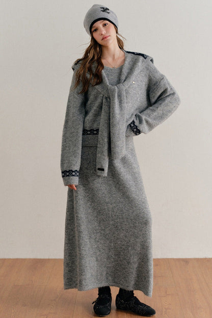 Fair Isle Pullover Sweater and A-Line Skirt Set