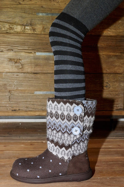 Flat Knitted Mid-Calf Boots